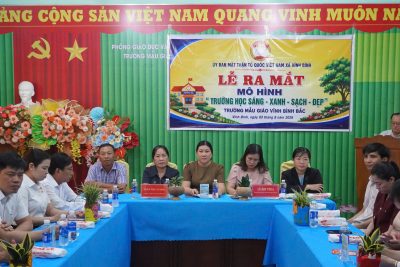 Ra mắt và gắn biển mô hình “Trường học Sáng – Xanh – Sạch – Đẹp” Trường Mẫu giáo Vĩnh Bình Bắc